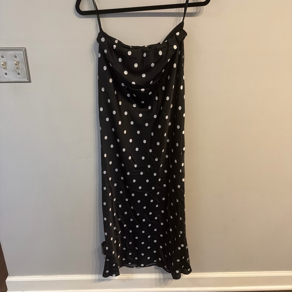 Strapless Black Polka Dot Maxi Dress - Picture 2 of 3